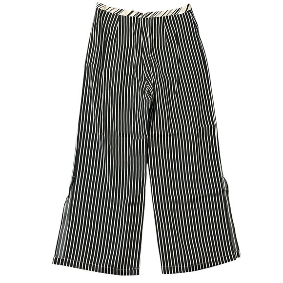 Maria Grazia Severi White Women's 46 Trouser Black White‎ Striped Viscose Slit - Picture 5 of 11